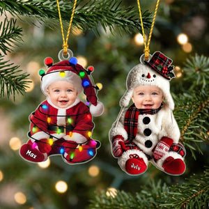 Custom Baby Face & Name Acrylic Ornament | Personalized 2026 Newborn First Christmas Gift