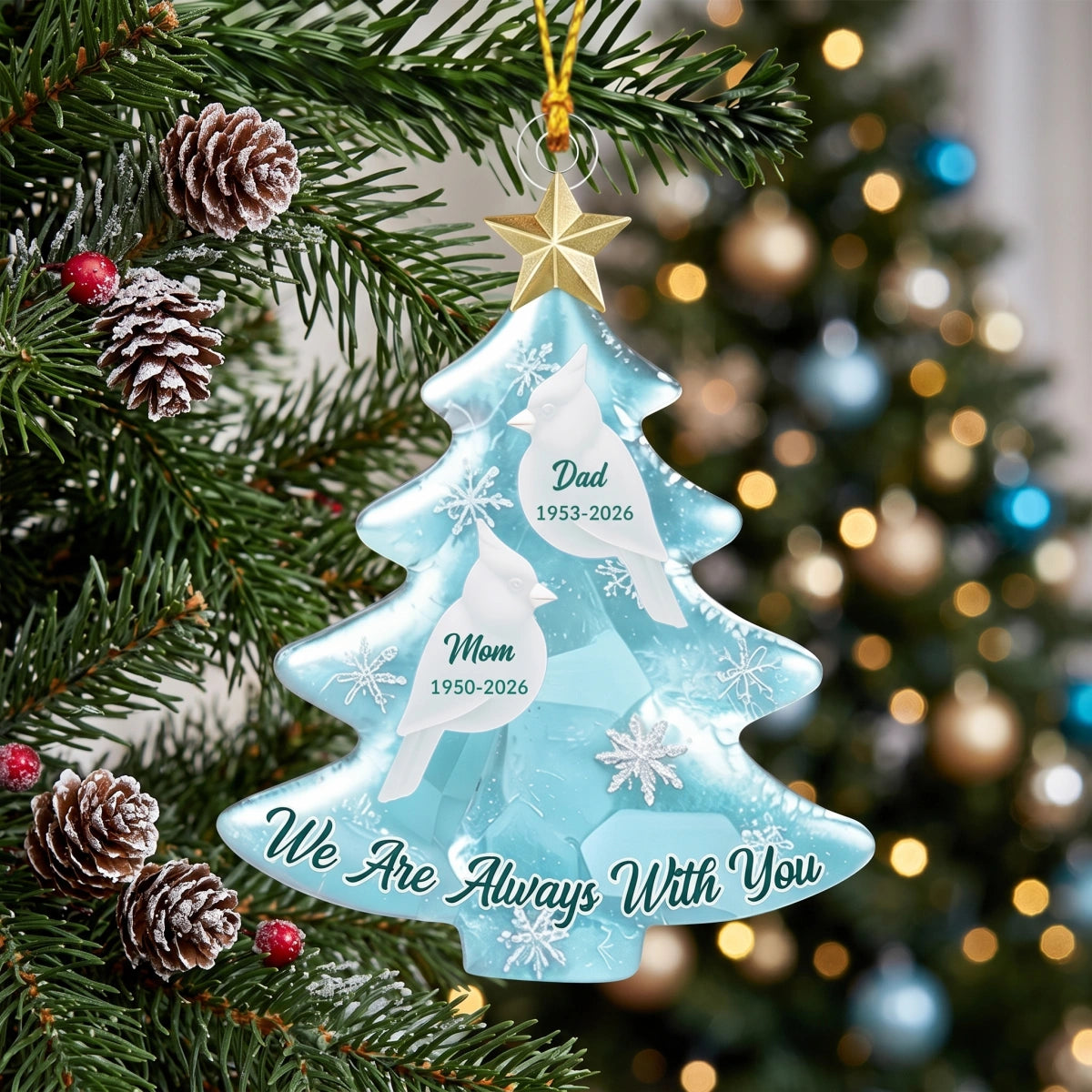 Personalized Cardinal Memorial Acrylic Ornament |  Christmas Sympathy Gift For Loss Of Family