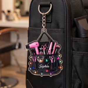 Custom Name Stylist Scissors Hairstylist Keychain - Hairdresser Cosmetology Graduation Gift