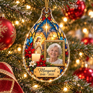 Personalized Teardrop Memorial Acrylic Ornament - Stained Glass Style Christmas Memory Gift For Loss Of Loved One