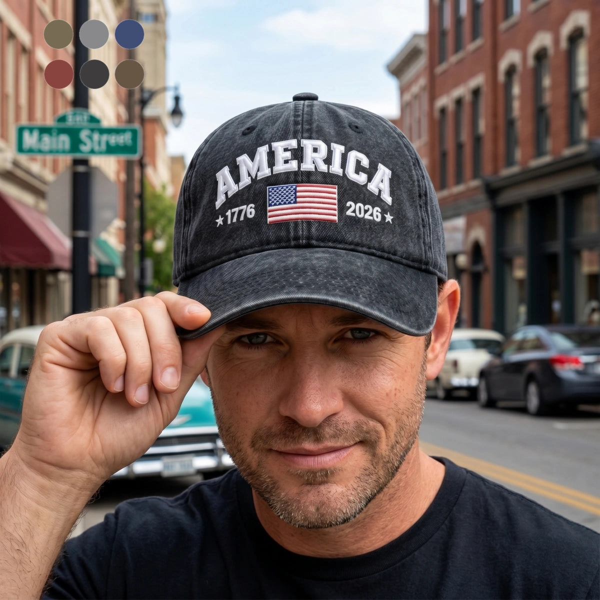 Vintage America 1776-2026 Flag Baseball Cap  - Historical 250th Anniversary Gift For Him Her