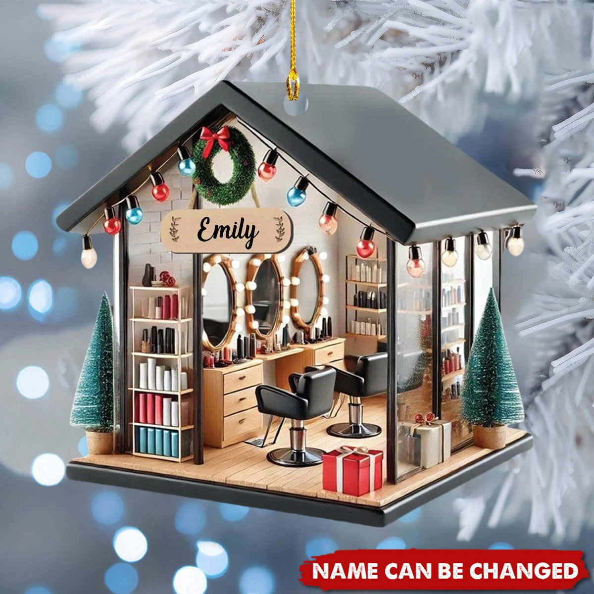 Personalized Hair Salon Ornament With Name | Christmas Grateful Gift For Hairdresser Beautician Stylist