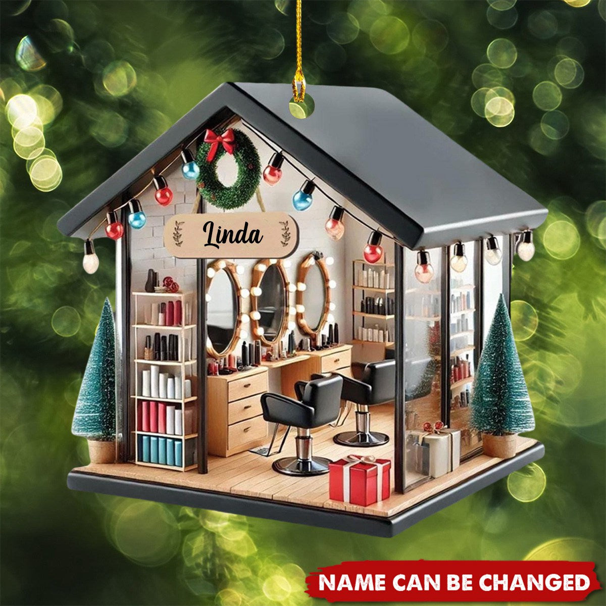 Personalized Hair Salon Ornament With Name | Christmas Grateful Gift For Hairdresser Beautician Stylist
