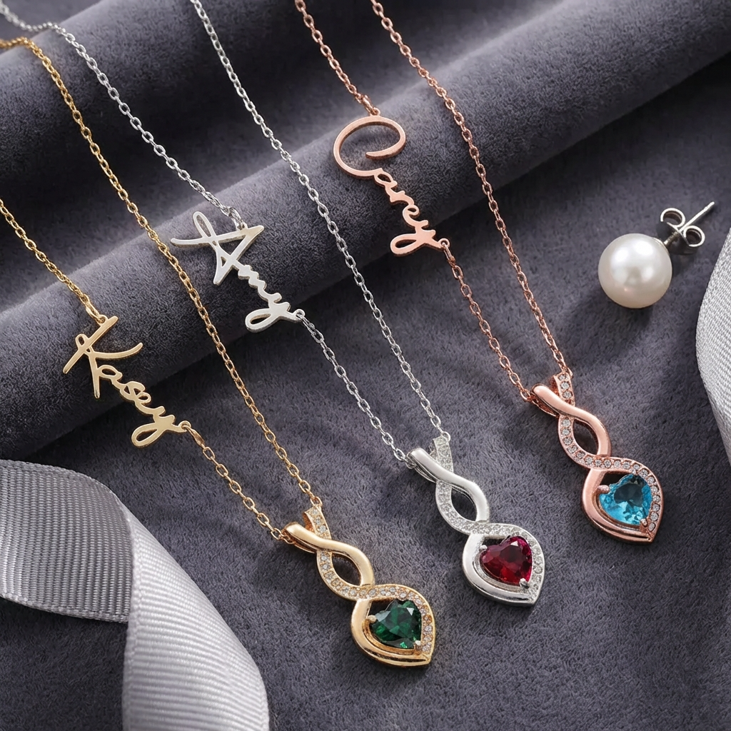 Personalized Infinity Heart Name Necklace with Birthstone – Perfect Birthday & Anniversary Gift For Her