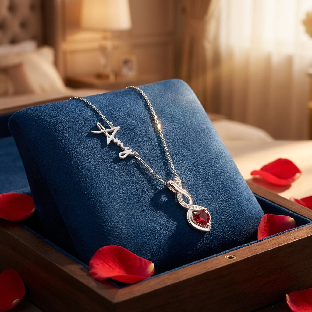 Personalized Infinity Heart Name Necklace with Birthstone – Perfect Birthday & Anniversary Gift For Her