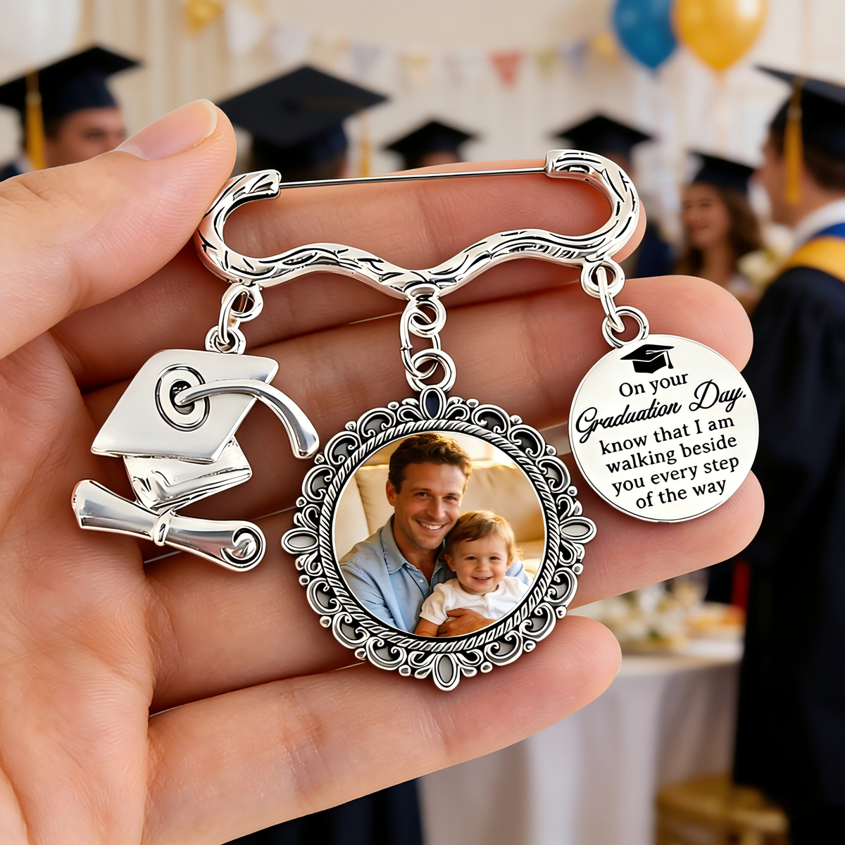 Personalized Graduation Memorial Gown Charm Pin With Photo | Remembering Loved Ones For Senior 2026