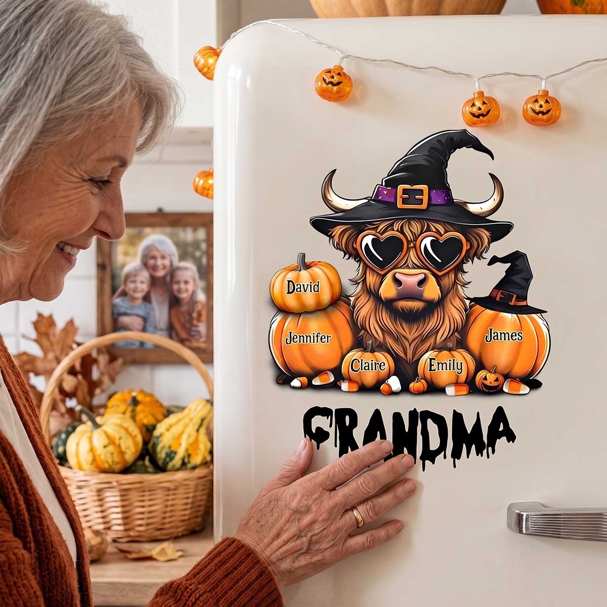 Personalized Highland Cow Pumpkin Decal | Halloween Decor Gift For Grandma