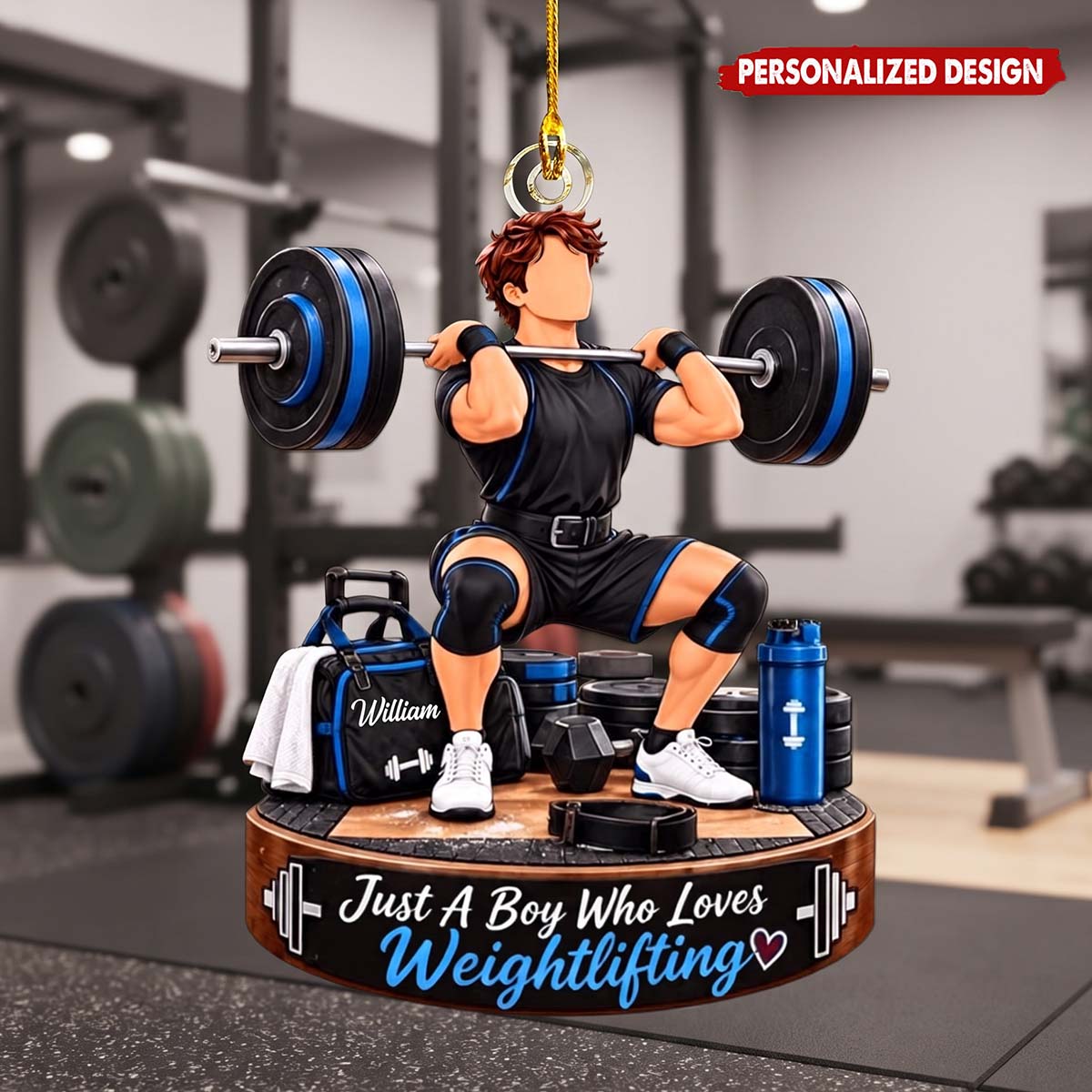 Just A Girl Boy Who Loves Weightlifting - Personalized Christmas Acrylic Ornament Gift For Gym Lover