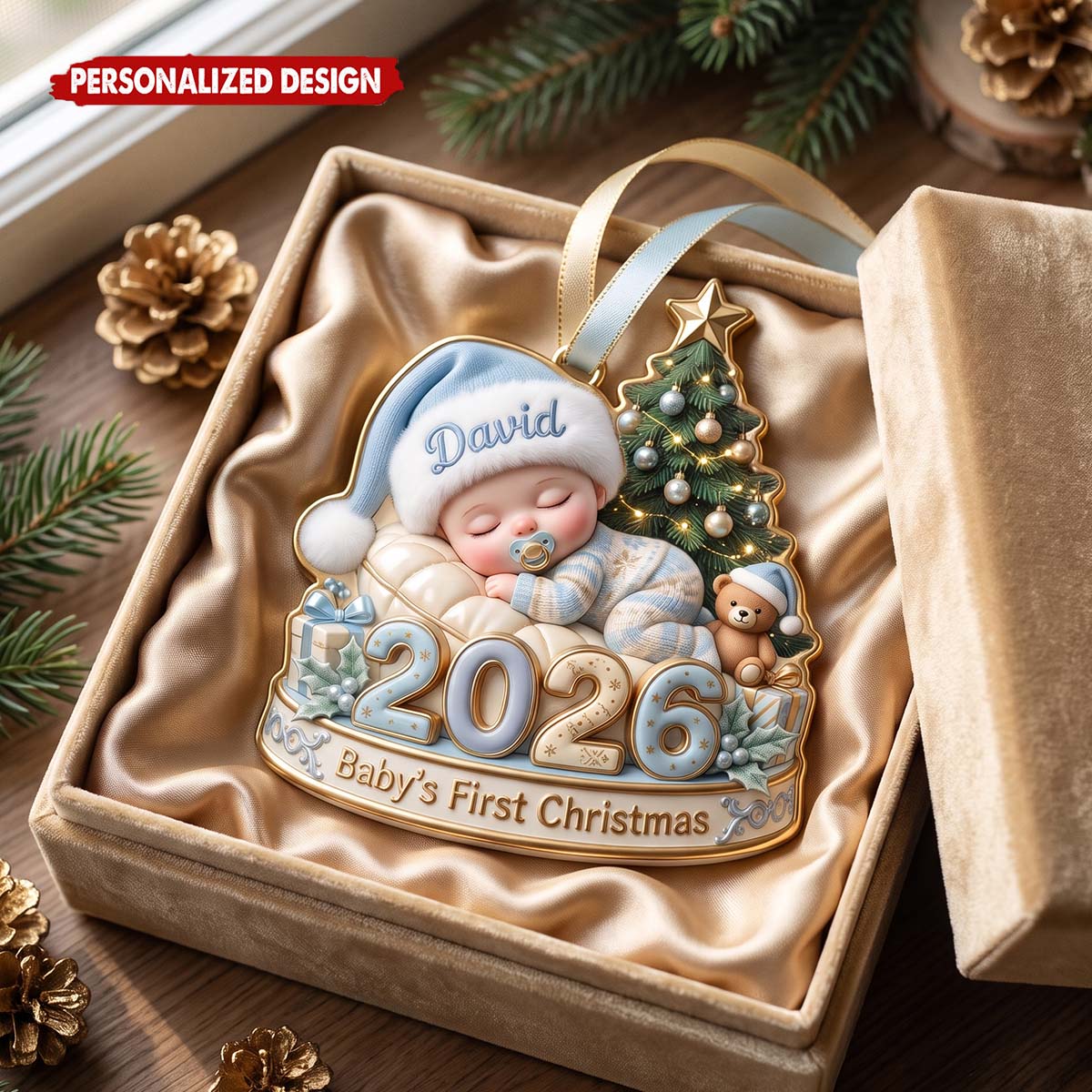 Personalized Baby's First Christmas 2026 Ornament - Christmas Keepsake Gift For Newborn, New Parents