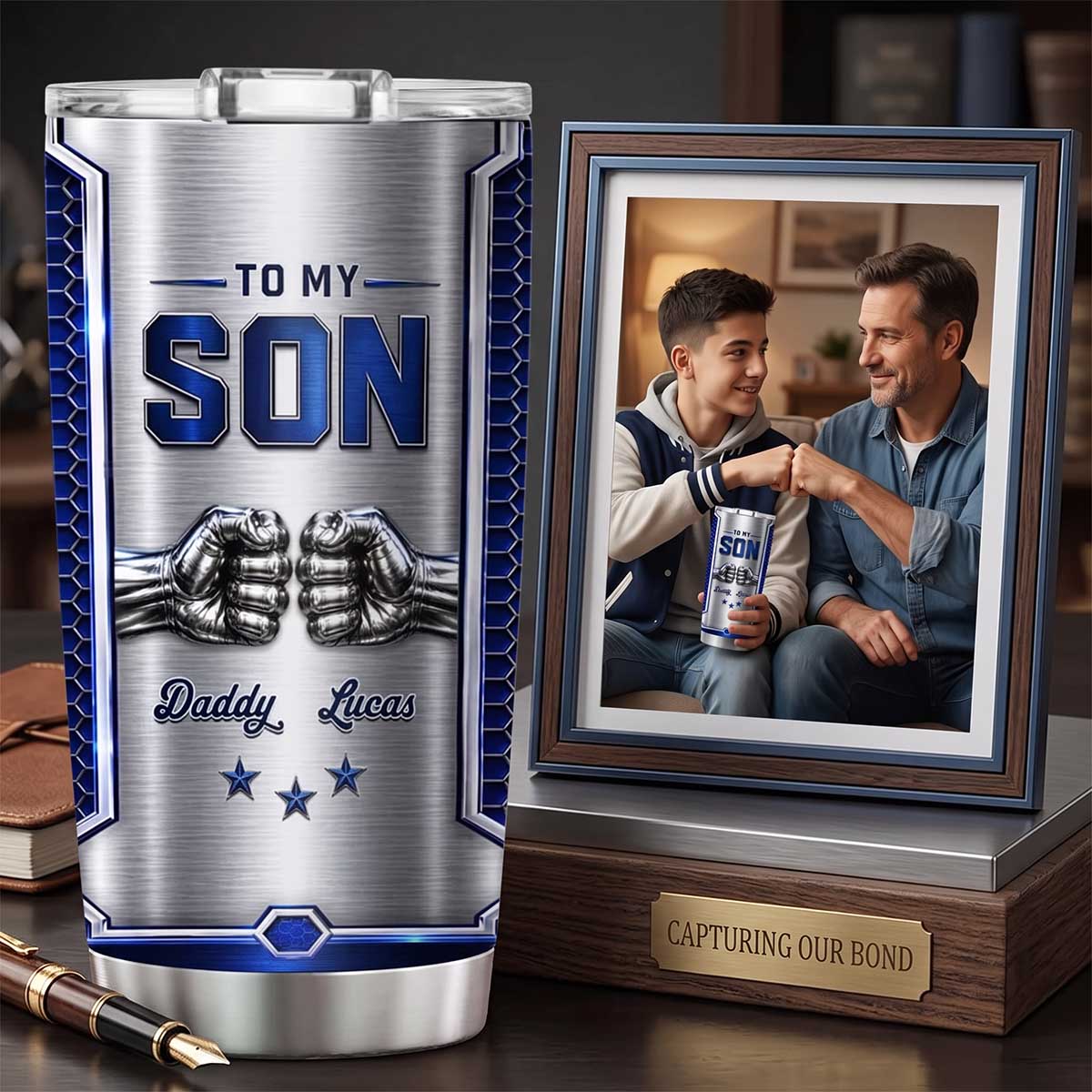 Personalized To My Son Stainless Steel Tumbler | Boxing Gloves Design | Unique Gift From Dad Mom