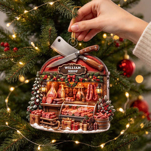Personalized Butcher Shop Christmas Ornament - Custom Name Meat Market Acrylic Keepsake