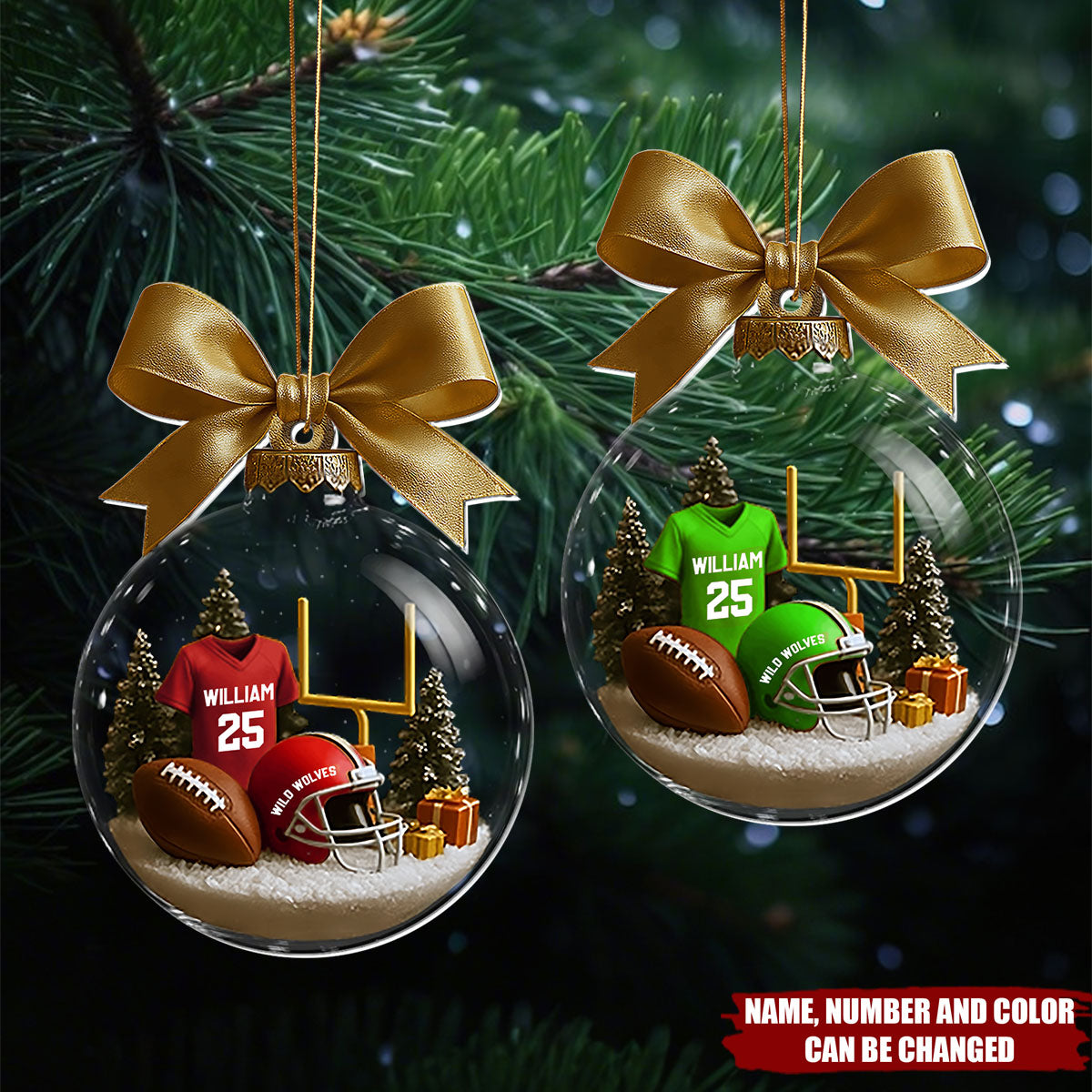 Personalized "Football Season Is Coming" Christmas Ornament With Player Name Number & Color Fun Gift For Sports Lover