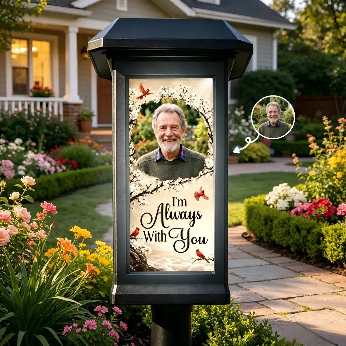 Personalized Memorial Solar Garden Light With Photo | Gone From Sight Sympathy Gift For Loss Of Love