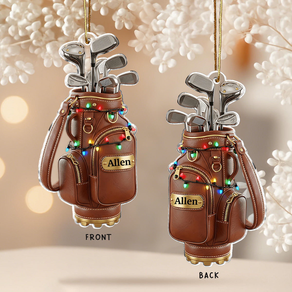 Personalized Golf Bag Ornament With Name Exclusive Merry Christmas Gift For Dad Husband And Golf Lovers