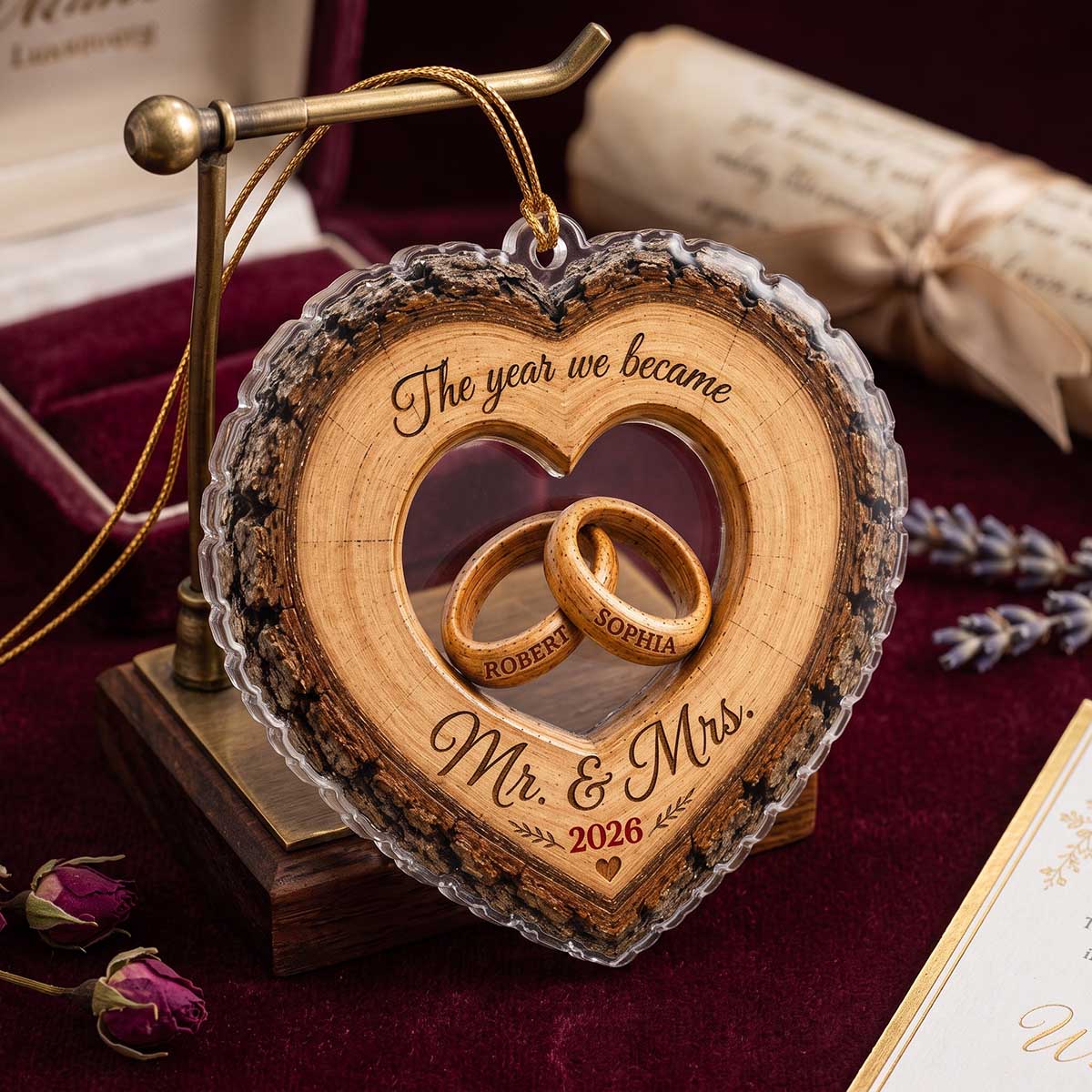 Personalized "The Year We Became Mr. & Mrs." Acrylic Ornament | Christmas Anniversary Gift For Newlyweds