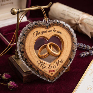 Personalized "The Year We Became Mr. & Mrs." Acrylic Ornament | Christmas Anniversary Gift For Newlyweds