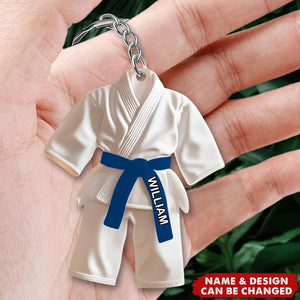 Custom Taekwondo Keychain Gift for All Belt Levels - Personalized Martial Arts Uniform Charm for Students, Coaches & Fans | Motivational Graduation Promotion Training Present