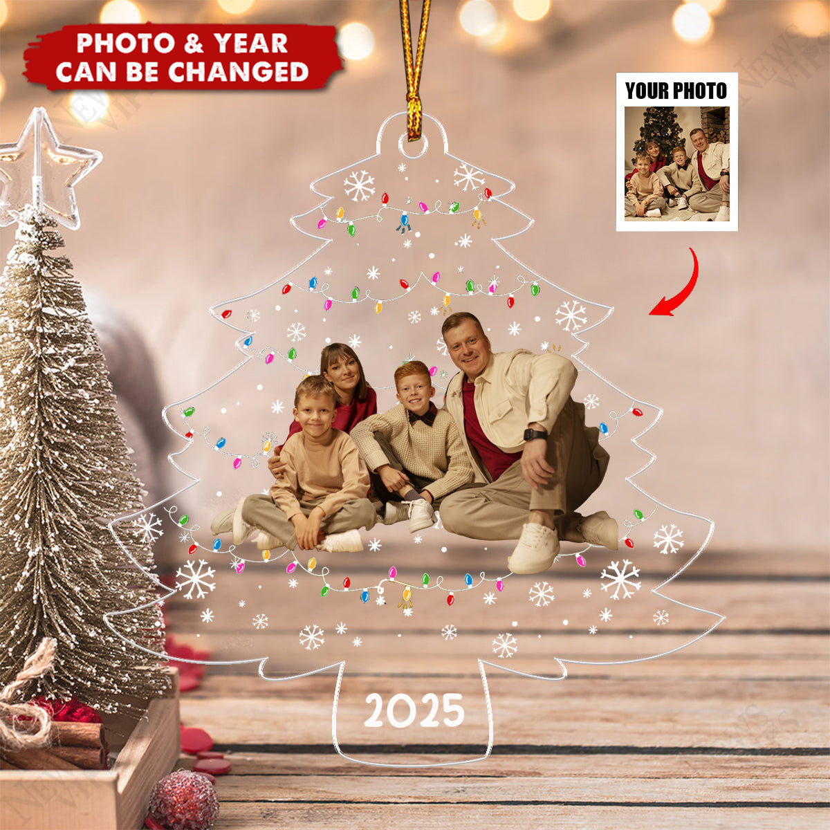 Celebrate Your Family This Christmas With A Personalized Tree Acrylic Ornament,Gift For Family