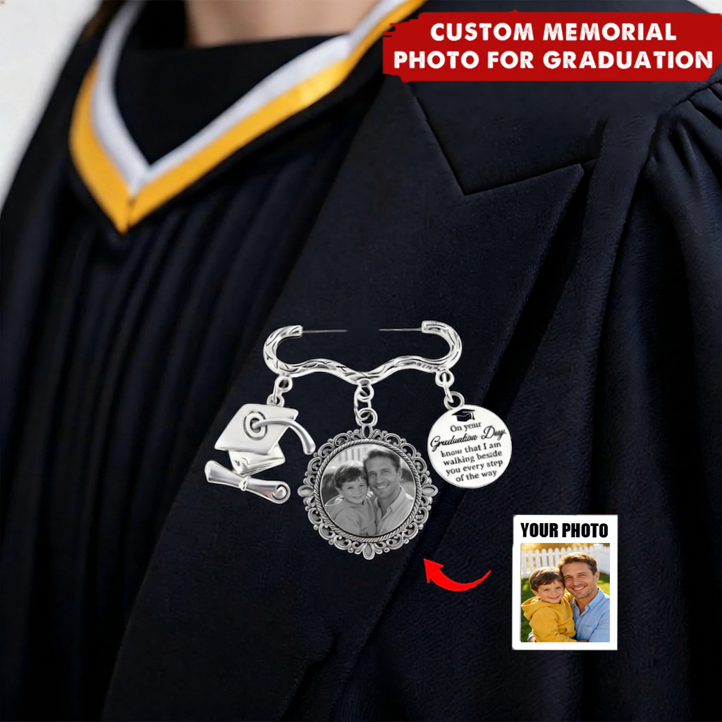 Personalized Graduation Memorial Gown Charm Pin With Photo | Remembering Loved Ones For Senior 2026