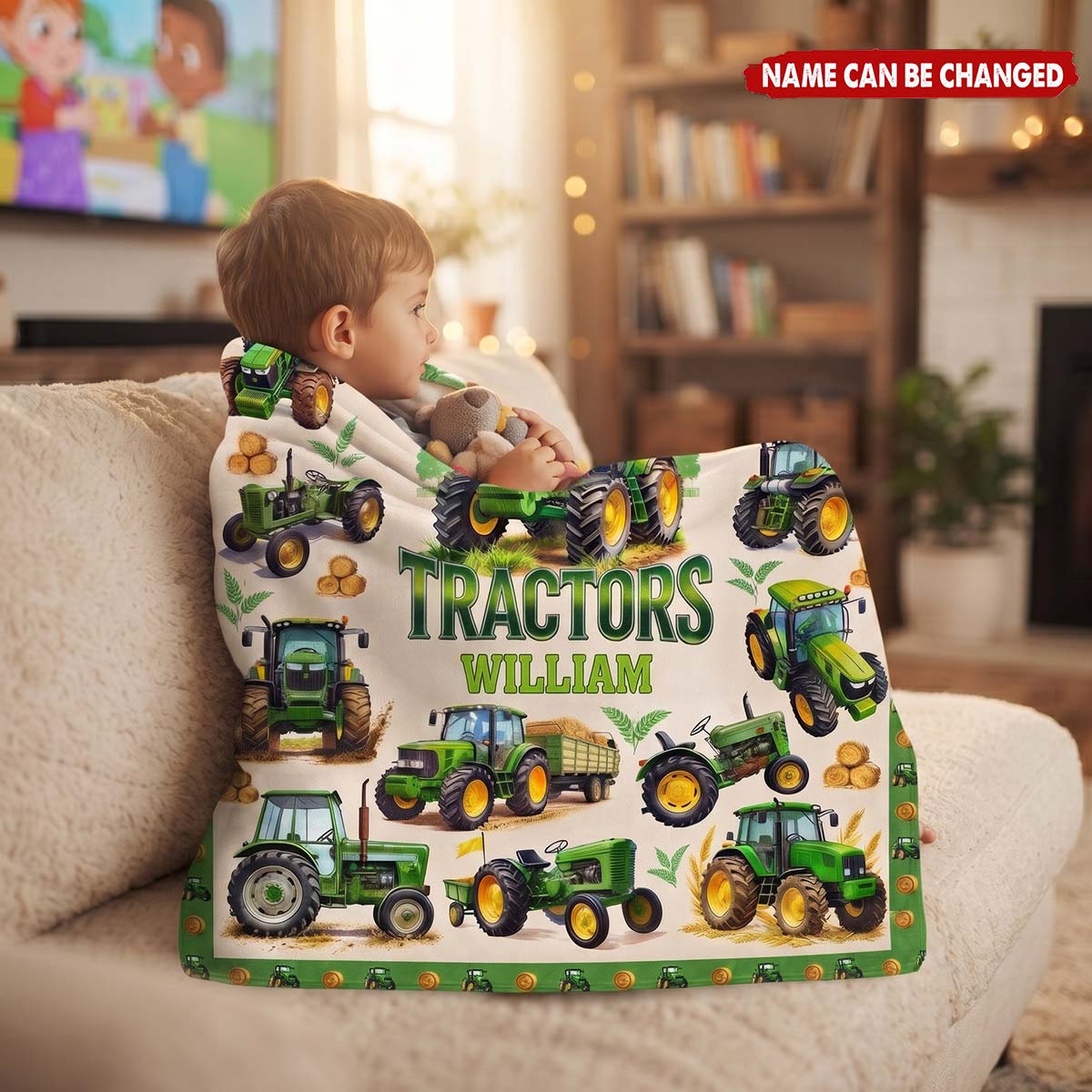 Personalized Just A Boy Who Loves Tractors Blanket - Custom Farm Christmas Birthday Gift For Son Grandson