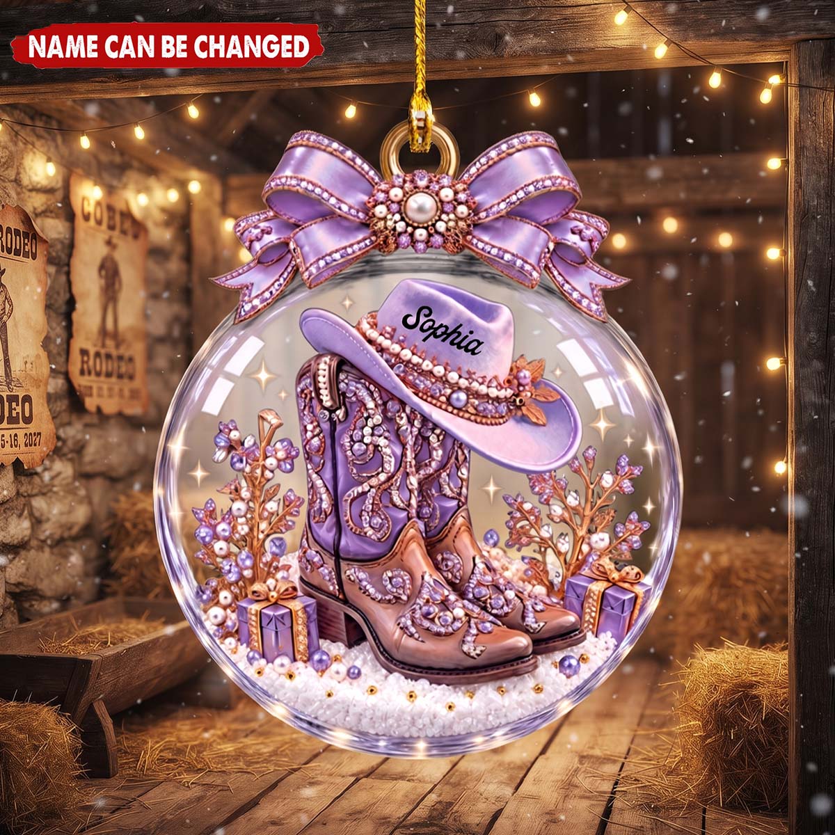 Personalized Cowboy Boot Acrylic Ornament - Christmas Gift For Cowgirl Western Lovers