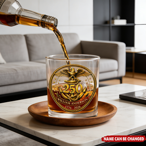 Personalized USA 250th Anniversary Eagle & Anchor Whiskey Glass With  Name - 1776-2026 Patriotic Independence Day Gift For Veterans & Dad