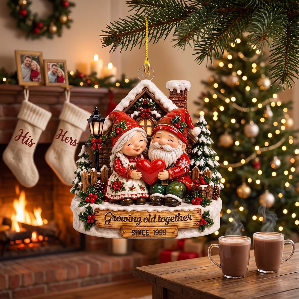 Personalized "Growing Old Together" Couple Acrylic Ornament | Christmas Gift For Couple Family Lover