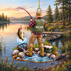 Fishing Is My Therapy - Personalized Acrylic Ornament, Custom Name Christmas Angler Keepsake, Fishing Gift