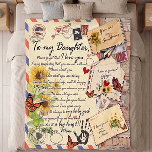 Personalized Vintage Letter To My Daughter Fleece Blanket - Christmas Birthday Gift For Daughter From Mom