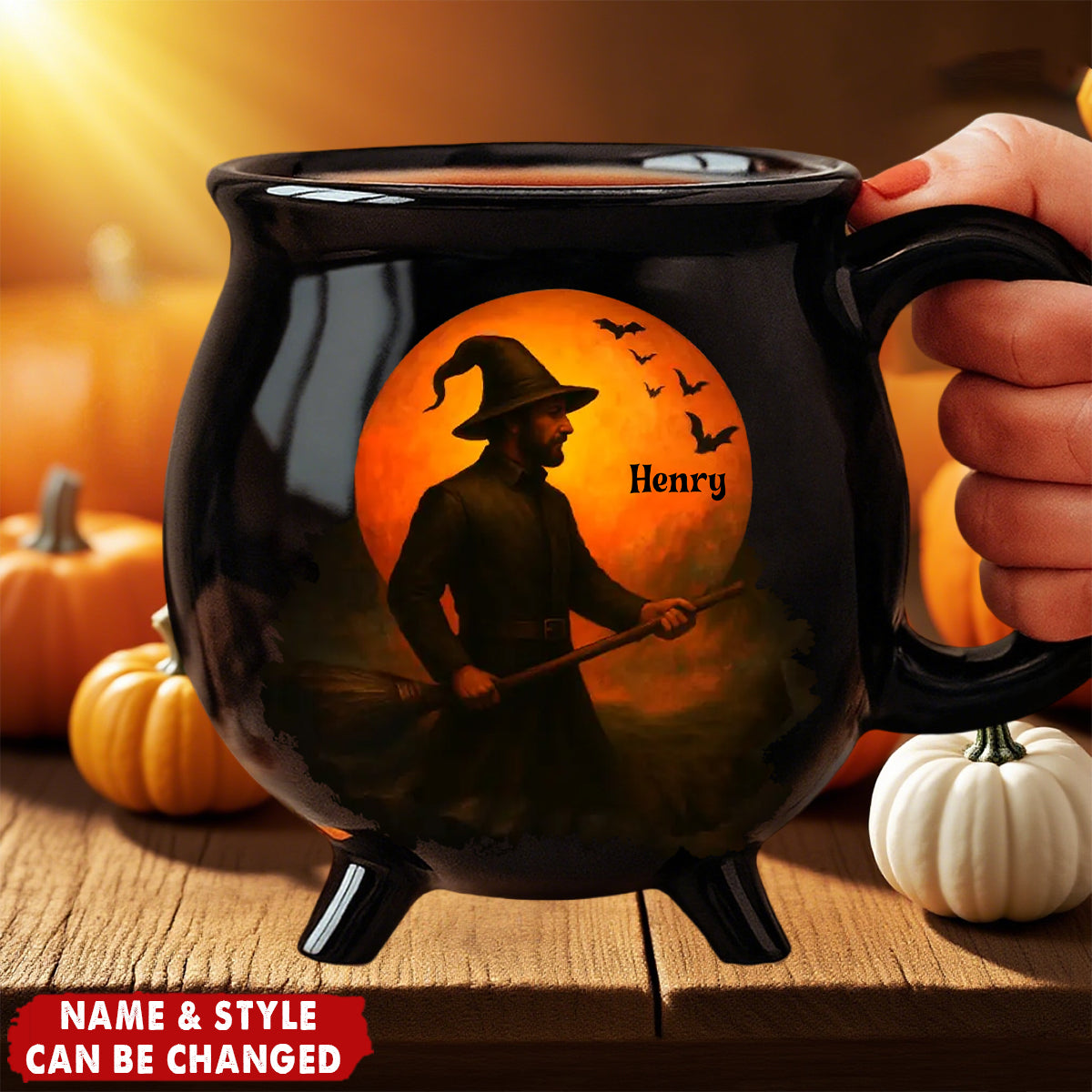 Personalized Witch Cauldron Coffee Mug With Name Unique Halloween "Brewing Magic" Gift For Coffee Lovers