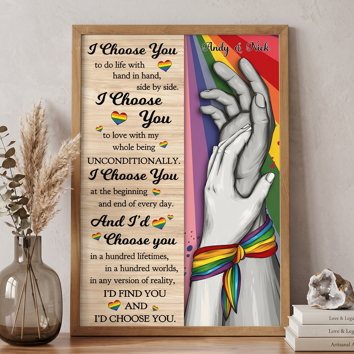 Personalized Poster LGBTQ+ Couple Hand In Hand | Pride Month  & Anniversary Gift