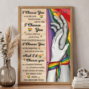 Personalized Poster LGBTQ+ Couple Hand In Hand | Pride Month  & Anniversary Gift