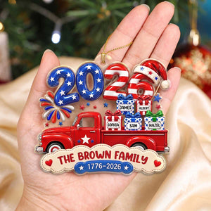Christmas Loaded With Love And American Pride - Personalized Family Acrylic Ornament