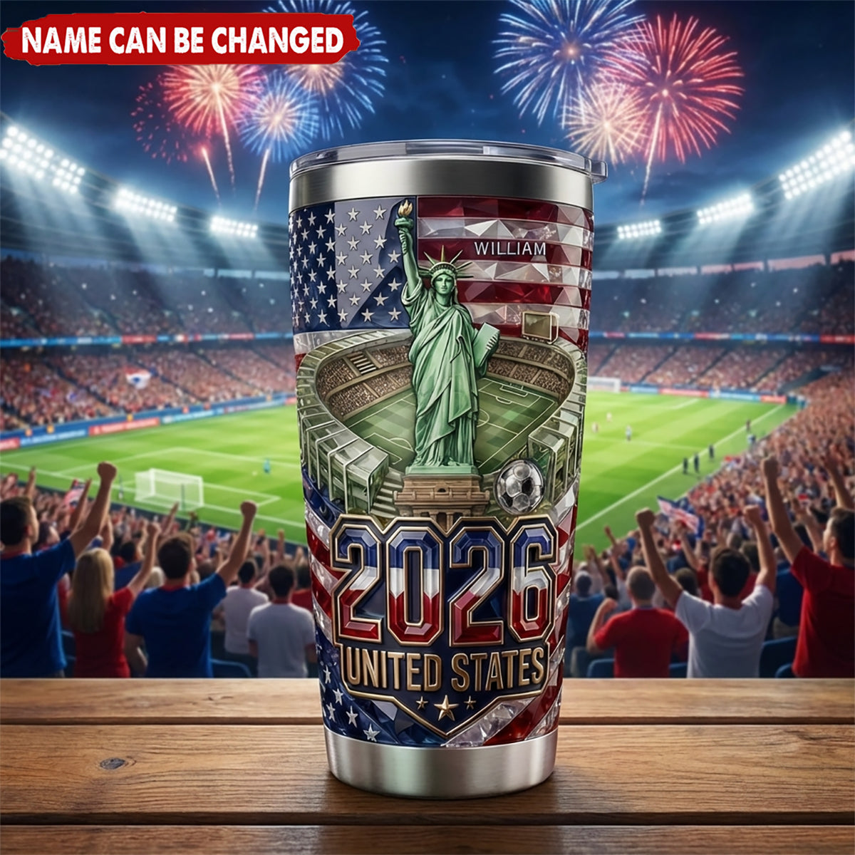 Personalized 2026 USA World Cup Soccer Tumbler With Name | Perfect Gift For Soccer Lover