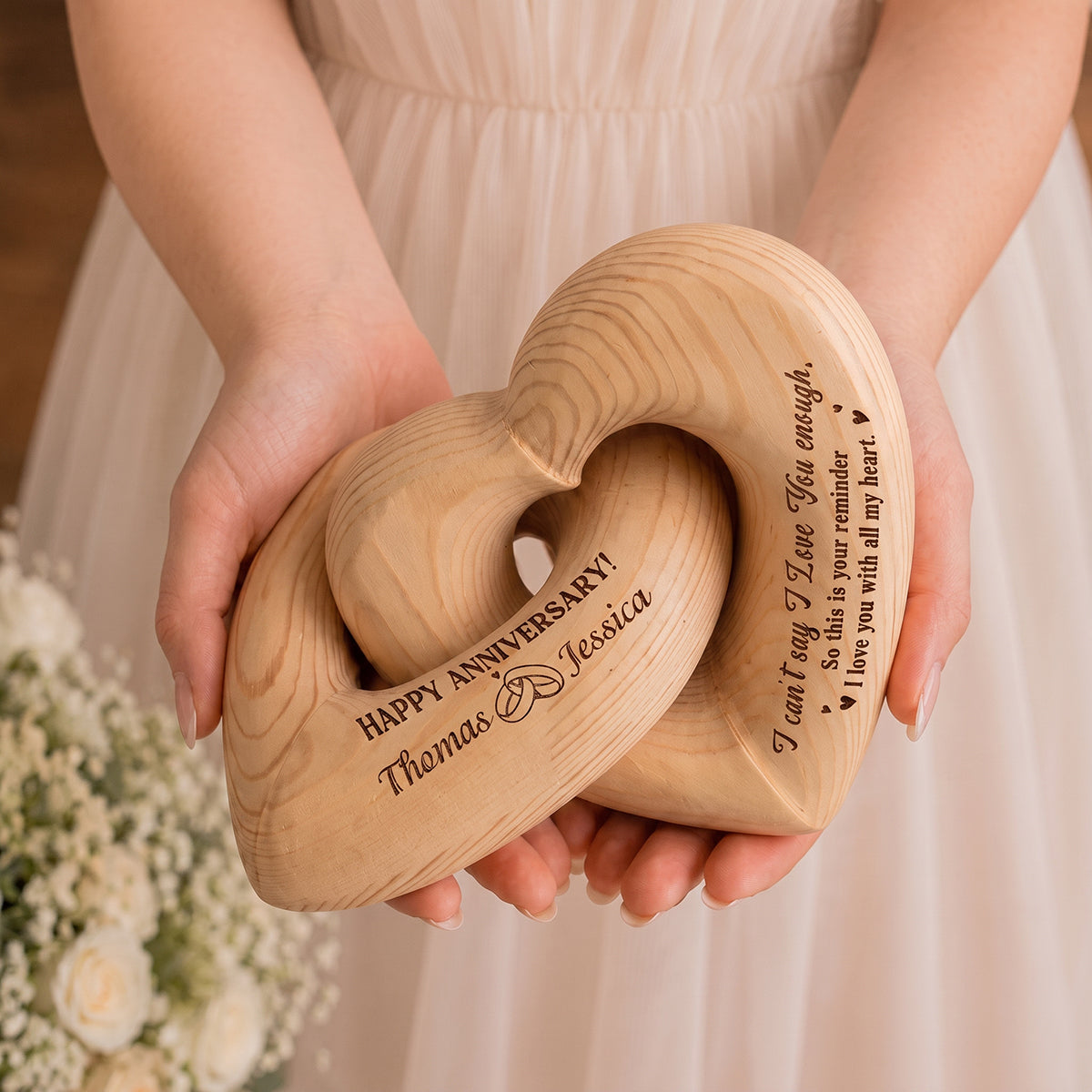 Personalized Engraved Infinity Heart Sculpture | Unique Wedding Anniversary Gift For Couples