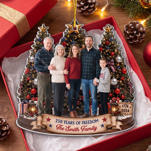 Personalized Photo Acrylic Ornament With America 250th Anniversary - Christmas Gift For Family