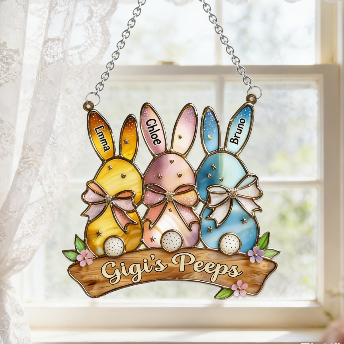 Personalized Acrylic Suncatcher Ornament With 1-6 Grandkids' Names - Easter Gift For Grandma