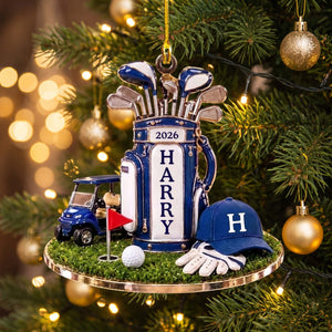 Personalized Golf Bag Christmas Acrylic Ornament | Gift For Golf Lover Golfer
