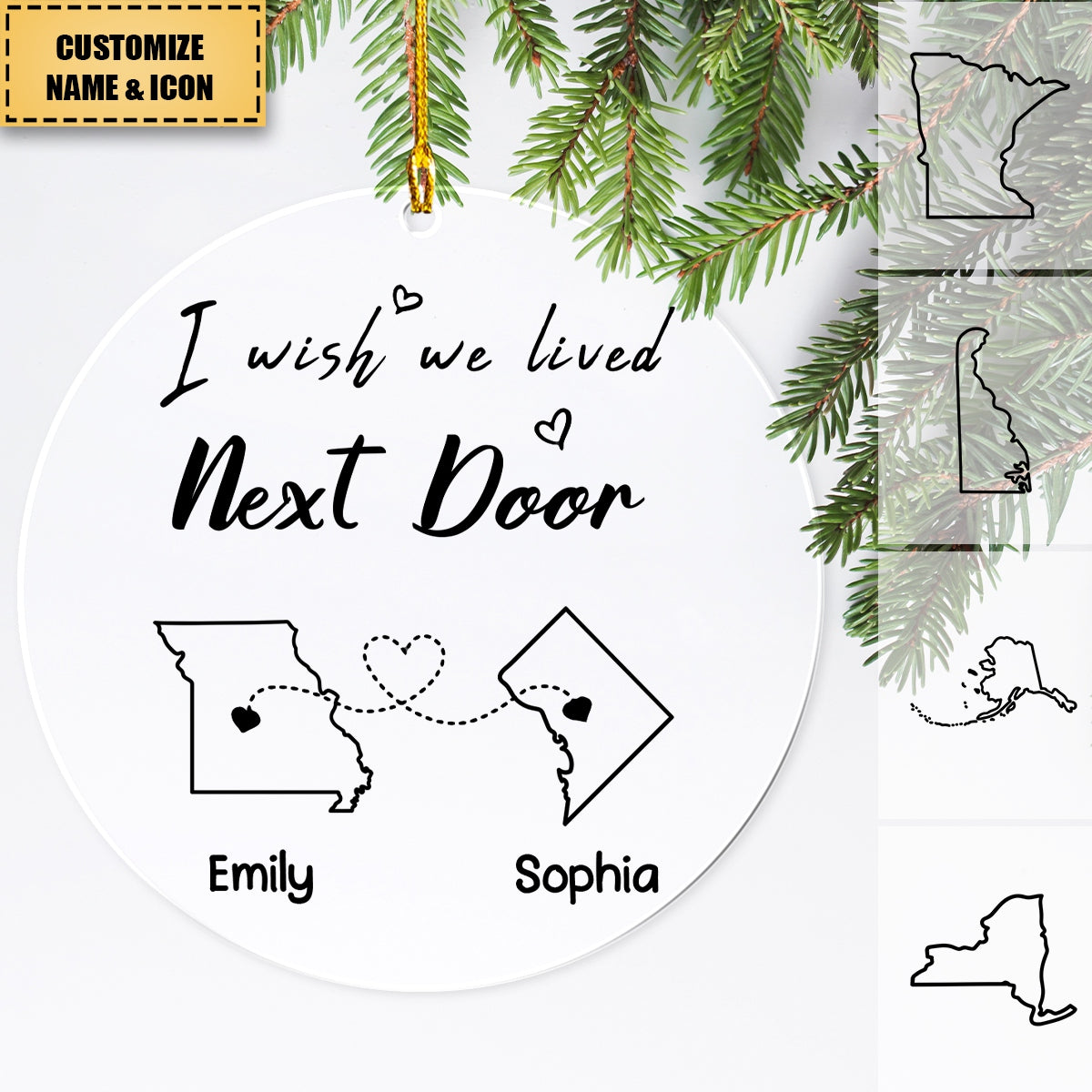 I Wish We Lived Closer - Bestie Personalized Acrylic Ornament - Gift For Best Friends, BFF, Sisters