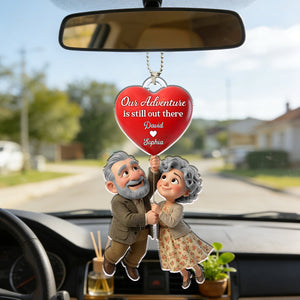 Personalized "Our Adventure Is Still Out There" Acrylic Car Ornament With Names & Icons - Valentine's Day Gift Anniversary For Couple