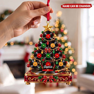 Personalized Vinyl Record Christmas Tree Ornament | Retro Record Player Hanging Decor For Music Lovers