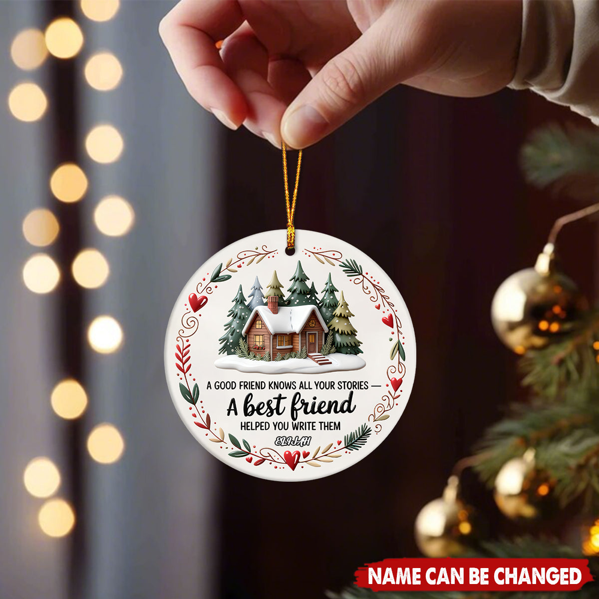 Personalized Best Friend Round Christmas Ceramics Ornament With Name Unique Christmas Gift For Friend Soulmate