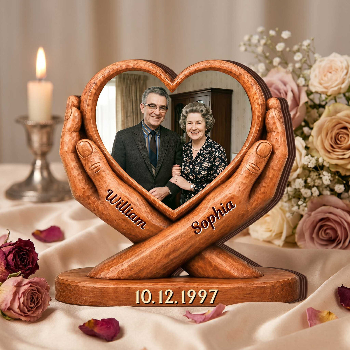Personalized "Love Of My Life" Photo Thick Wooden Block | Anniversary Wedding Gifts For Couple Husband And Wife