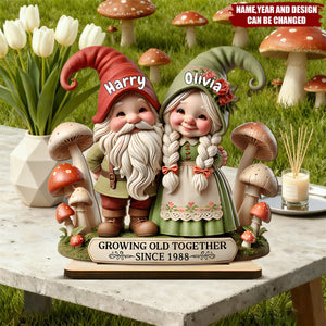 Personalized "Growing Old Together" Elves Standing Wooden Plaque | Romantic Time Xmas Gift For Couple Grandparents