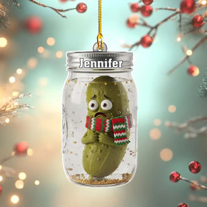 Personalized Funny Pickle Jar Acrylic Ornament - Christmas Gift For Friend Families Pickle Lovers
