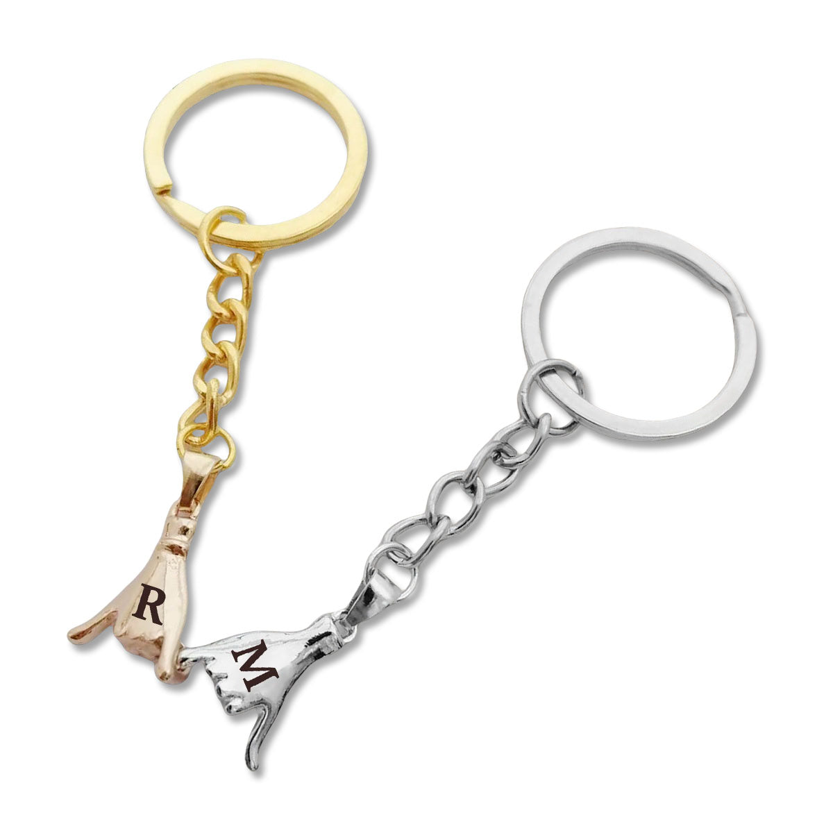 Set of 2 Pinky Promise Matching Couple Personalized Keychain, Gift For Women Men Girls Boys