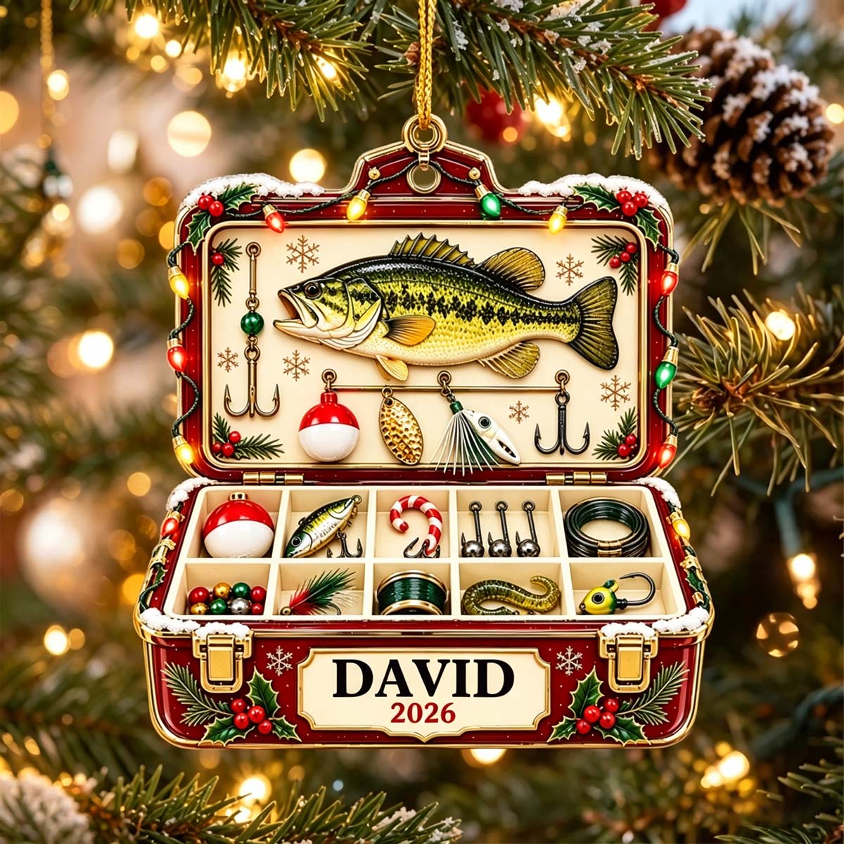 Personalized Fishing Tackle Box Acrylic Ornament - Christmas Gift For Dad Husband Grandpa Fisherman