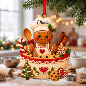 Personalized Gingerbread Chef Acrylic Ornament - Baking Spirits Bright Christmas Gift
