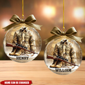 Personalized Hunting-Themed Christmas Ornament With Name Exclusive Camouflage Gift For Hunters Outdoor Lovers