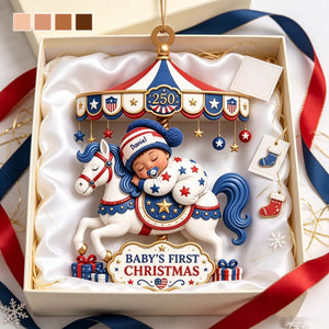 Baby's First Christmas Carousel Horse - Personalized Acrylic Ornament For New Parents
